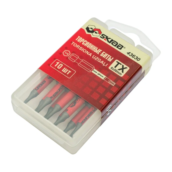 Биты торсионные красные TORX (10 шт; T6; 50 мм) SKRAB 43630