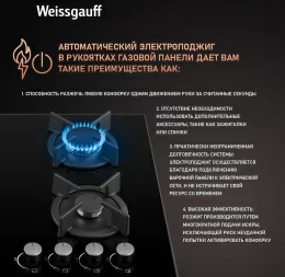 Газовая варочная поверхность Weissgauff HG 640 BGh черный