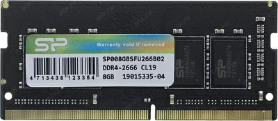 Модуль памяти Silicon Power SP008GBSFU266B02 DDR4 SODIMM 8Gb PC4-21300 CL19 (for NoteBook)