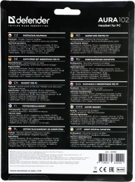 Гарнитура Defender Aura 102,  для компьютера, накладные,  проводные, черный [63102]