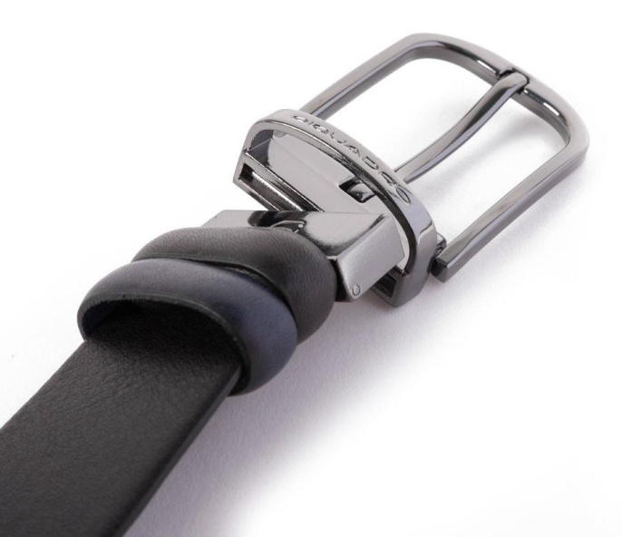 Ремень мужской Piquadro Black Square, кожа натуральная, черный  / темно-синий [cu4877b3/nblu2]