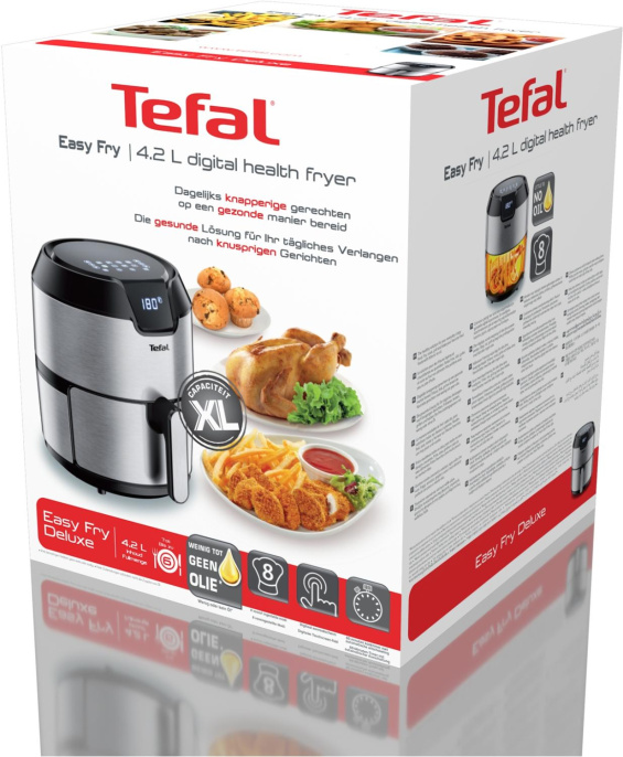 Аэрогриль Tefal Easy Fry Deluxe EY401D15,  серебристый и черный [1510001458]