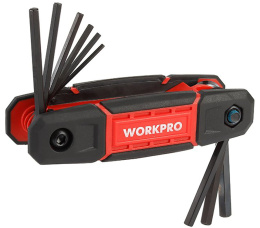 Набор ключей WorkPro WP222029 9 предметов шестигранные, хром-ванадиевая сталь, закаленная и отпущенная, эргономичный дизайн рукоятки для удобного захвата, размер: 5/64", 3/32", 7/64", 1/8", 9/64", 5/32", 3/16", 7/32", 1/4"