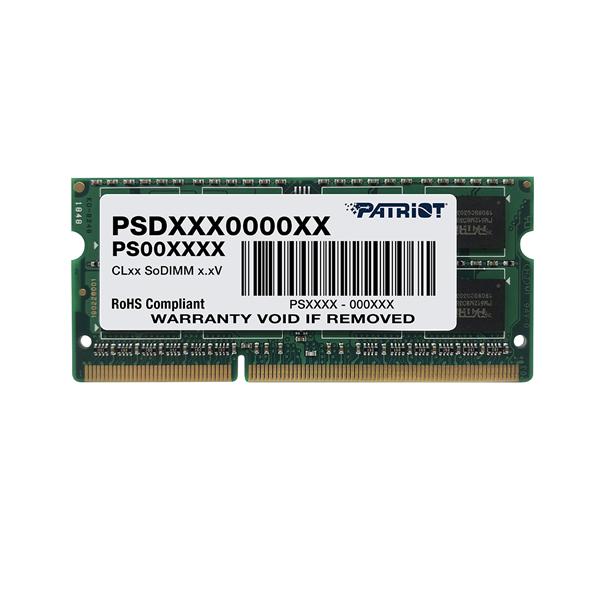 Оперативная память Patriot PSD34G13332S DDR3 -  1x 4ГБ 1333МГц, для ноутбуков (SO-DIMM),  Ret