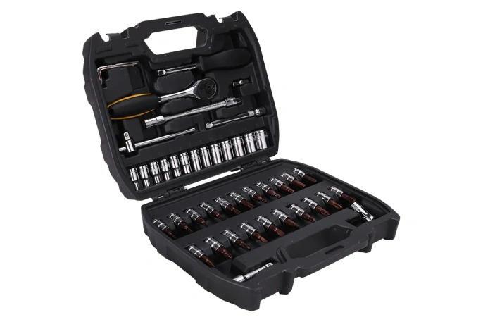 Набор торцевых ключей DELI DL1046 1/4 46 шт. 1/4", муфты из стали 50BV30, пластиковый кейс