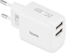 Сетевое зарядное устройство Buro BUWH1,  2xUSB-A,  15.5Вт, 3.1A, белый [buwh15s200wh]