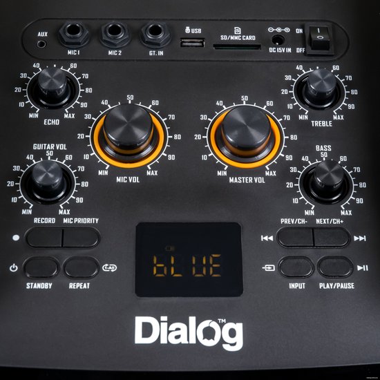Акустическая портативная колонка Dialog Oscar AO-220-100W RMS,Караоке,беспр.микр,BTFMUSBSDGT