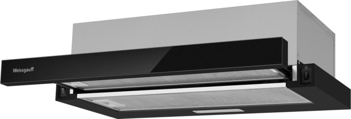 Вытяжка встраиваемая Weissgauff TEL 600 Glass черный управление: кулисные переключатели 1 мотор