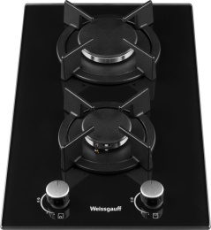 Газовая варочная панель WEISSGAUFF HGG 320 BGR,  2 конфорки,  закаленное стекло,  черный
