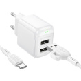  BOROFONE BAS41A/ Сетевое ЗУ/ 2 USB/ Выход: 12W/ White (B-13741)