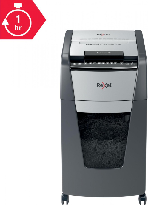 Уничтожитель бумаг Rexel Optimum AutoFeed 300X, с автоподачей, P-4, 4х25 мм, 300 лист. одновременно, 60л [2020300xeu]