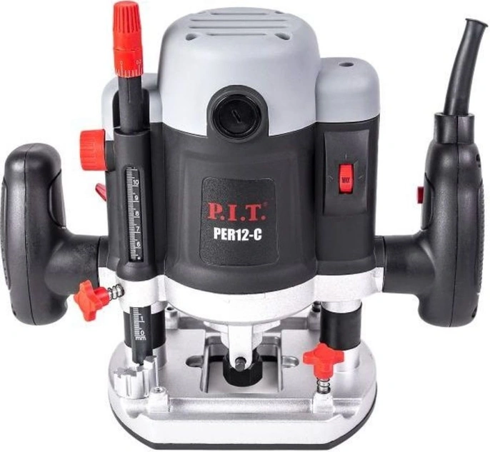 Фрезер P.I.T. PER12-C электрический, 2100 Вт, 6000-22000 об/мин, ход 55 мм, цанги 8/12 мм