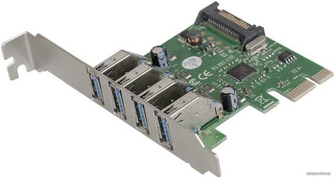 Контроллер ExeGate EXE-314 (PCI-E x1 v2.0, 4*USB3.0 ext., разъем доп.питания SATA 15pin, VIA Labs Chipset VL805) EX283716RUS