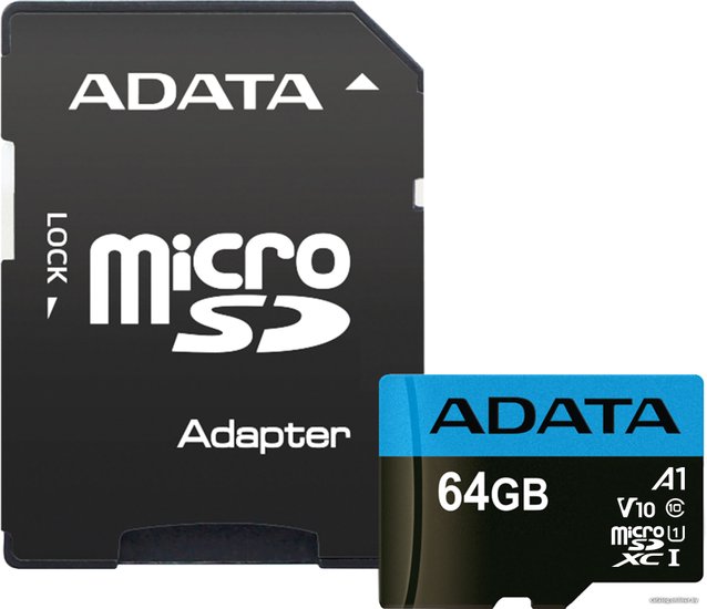 Флеш карта microSDXC 64GB A-Data AUSDX64GUICL10A1-RA1 Premier + adapter