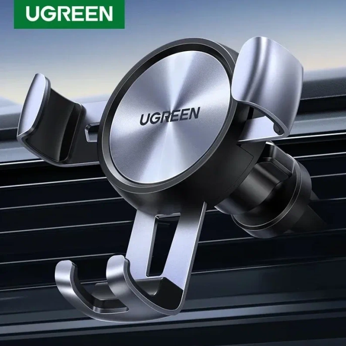 Подставка-держатель UGREEN LP130 (50564) Gravity Drive Air Vent Mount Phone Holder на вентиляционную решетку автомобиля. Цвет: серый космос