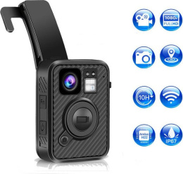 Видеорегистратор персональный BodyDVR F1 ТУ BY 692227983.002-2023 процессор: Ambarella H22, встроенная память: 64 GB, экран: 0.96" информационный ЖК сверху , угол обзора: 140°, видео: до 2688×1512@30 fps, кодек: H.265, ИК-подсветка: автоматическая/ручн