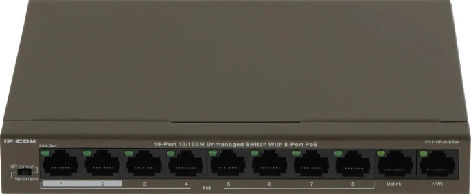 Коммутатор IP-COM F1110P-8-63W, неуправляемый