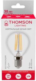 Лампа филаментная Thomson E14,  шар, 7Вт, TH-B2084, одна шт.