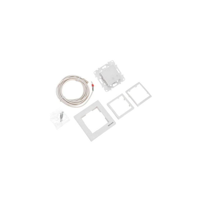 Rexant 51-0577 Терморегулятор цифровой RX-44W сенсорный, программируемый, с Wi-Fi, белый совместим с рамкой Schneider, Legrand, ABB, Gira