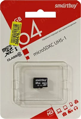 Карта памяти SmartBuy SB64GBSDCL10-00 microSDXC 64Gb Class10