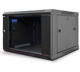 Шкаф 19 настенный W&T 12U 600x600mm черный, дверь стекло, без вентилятора C126060BWS3