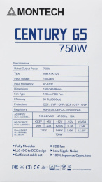 Блок питания Montech ATX 750W CENTURY GOLD G5 80+ gold 20+4pin APFC 120mm fan 10xSATA Cab Manag RTL (CENTURY GOLD G5 750)