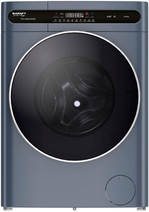 Стиральная машина KRAFT TCH-HD8529SDB, с фронтальной загрузкой, 8кг, 1400об/мин, с паром, инверторная