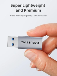 Адаптер CABLETIME CP80G (CT-AMCF10-AG) 10 Гбит/с USB3.2 A Male to USB -C Female OTG алюминий