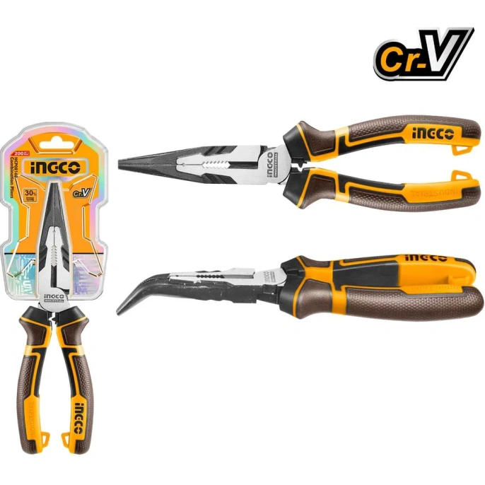 Тонкогубцы INGCO INDUSTRIAL изогнутые, 200 мм HHBNP28201