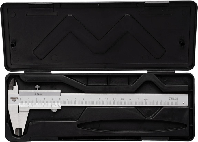 Штангенциркуль нониусный Amo SLM-150 серый пластиковый футляр 855542
