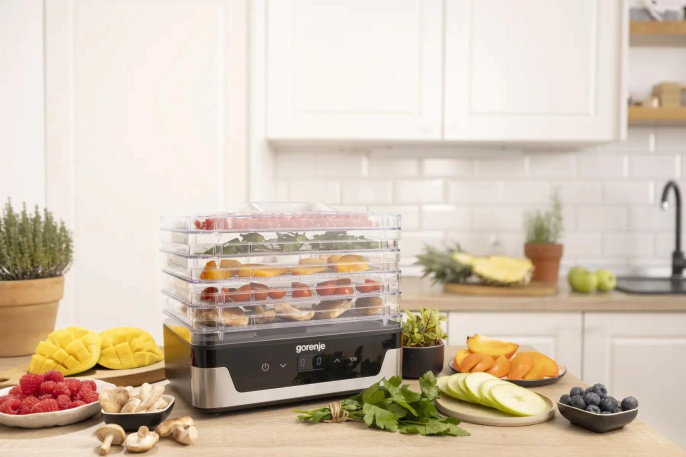 Сушка для фруктов и овощей Gorenje FDK400DE 5под. 240Вт нержавеющая сталь (745972)