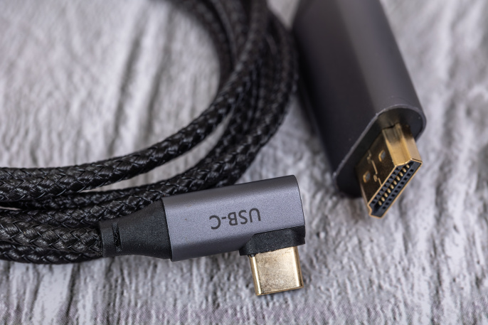 Кабель CABLETIME CC11K (CT-C160-PU31-CMRHD1-S1.8) 1.8 м, USB TYPE C - HDMI 90° 4K/60 Гц