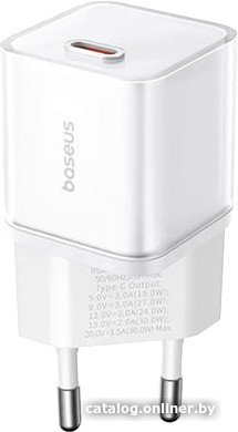 Сетевое зарядное устройство Baseus E01231 EnerFill FN22 Fast Charger 1C 30W EU Moon White E0123101 30Вт, разъем на блоке: 1xUSB-C, быстрая зарядка, LED-индикатор, максимальное/минимальное выходное напряжение: 20В/5В, максимальный выходной ток: 3А, мате