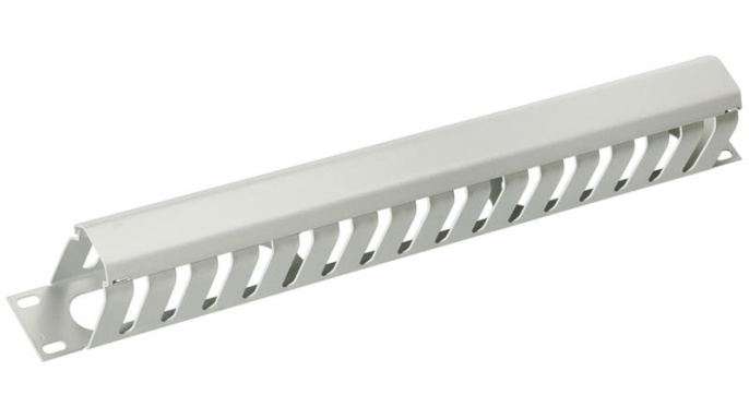 Cabeus JB07-1U-GY Кабельный органайзер 19" 1U с крышкой, металлический, цвет серый (RAL7035)