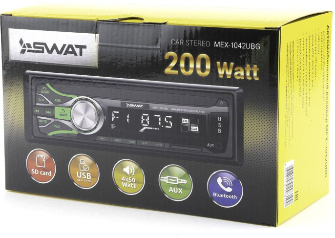 Автомагнитола Swat MEX-1042UBG 1DIN 4x50Вт SWAT MEX-1042UBG