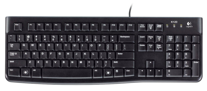 Клавиатура Logitech K120, USB, мембранная, заводское нанесение кириллицы, черный [920-002506]
