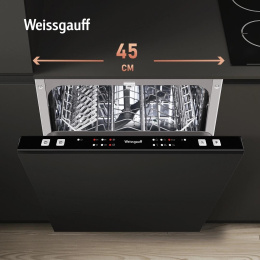 Встраиваемая посудомоечная машина WEISSGAUFF BDW 4026, узкая, ширина 44.8см, полновстраиваемая, загрузка 9 комплектов 432977