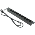 Блок розеток 5bites 9 розеток, огнеупорный пластик, 1U, 19", VDE 2м PDU919P-02