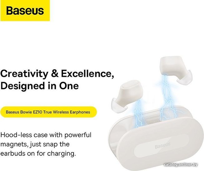 Наушники Baseus A00054300226-Z1 Bowie EZ10 True Wireless Earphones White беспроводные, Bluetooth 5.3, дистанция: 10м, 20Hz-20kHz, время работы наушников: 5ч, время работы с аккумулятором: 25ч, емкость