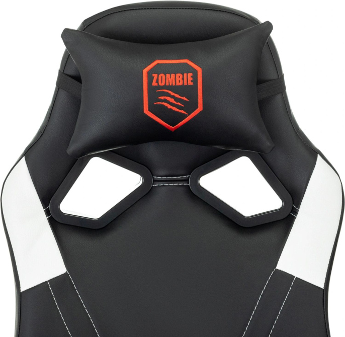 Кресло игровое ZOMBIE 50, на колесиках, эко.кожа, черный/белый [zombie 50 bw]