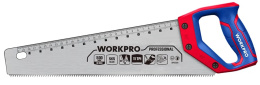 Ножовка WorkPro WP215011 500мм эргономичная ручка, со шкалой, прочное пильное полотно SK5, острые трехгранные зубья, конструкция 11 TPI, подходит для быстрой резки древесины, бамбука, ПВХ