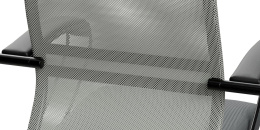 Кресло МЕТТА SU-B-8, сетка/ткань, до 120кг, топ-ган, фиксированные подлокотники,  светло-серый
