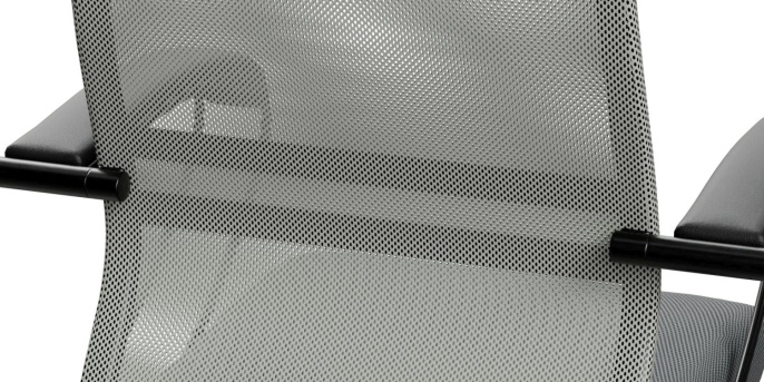 Кресло МЕТТА SU-B-8, сетка/ткань, до 120кг, топ-ган, фиксированные подлокотники,  светло-серый