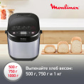 Хлебопечь Moulinex Pain & Delices OW240E30 650Вт серебристый/черный 7211002289
