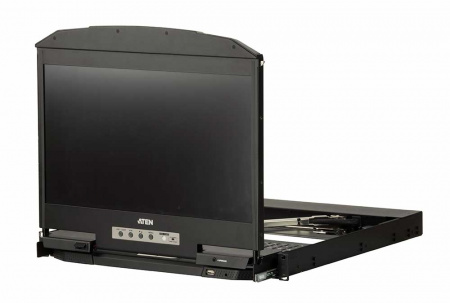 KVM консоль ATEN 18.5" Ultra Short Depth Dual Rail WideScreen LCD Console USB, HDMI / DVI / VGA, 1920x1080 CL3800NW-ATA-RG