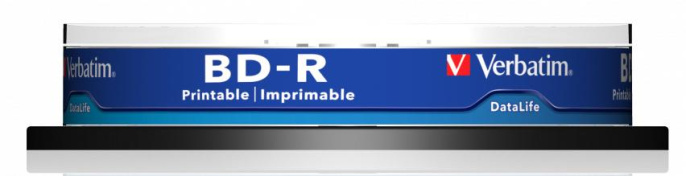 Диск BD-R Verbatim 25Gb 6x Cake Box 10шт Printable 43804