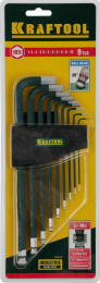 Набор длинных имбусовых ключей KRAFTOOL Industrie шарик Cr-Mo сталь 9 шт. 27445-H9