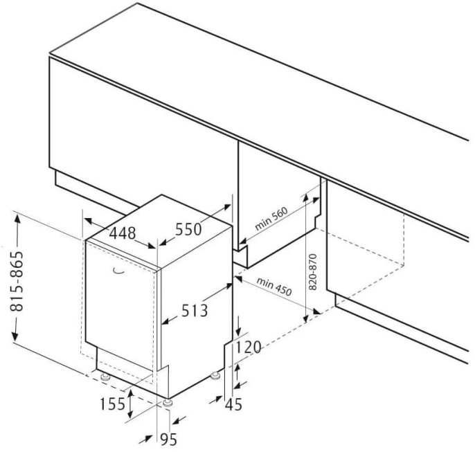 Посудомоечная машина встраив. Krona GARDA 45 BI V2 2100Вт узкая серебристый инвертор (КА-00010305)