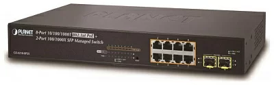 Коммутатор PLANET GS-4210-8P2S IPv4/IPv6, 8-Port Managed 802.3at POE+ Gigabit Ethernet Switch + 2-Port 100/1000X SFP (120W)