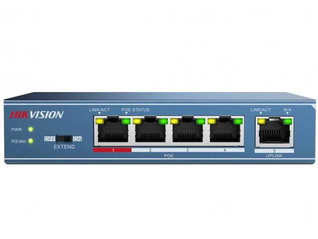 Коммутатор Hikvision DS-3E0105P-E B 4x100Мбит/с 4PoE 58W неуправляемый DS-3E0105P-E B